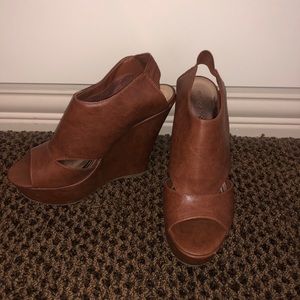 Steve Madden- Madden Girl Brown Leather Wedges